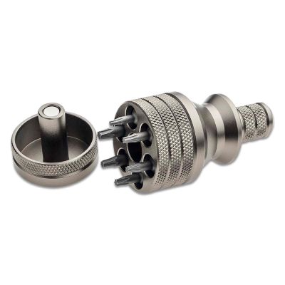 CRK9910 image(0) - CRKT (Columbia River Knife) 6 Bit Driver Tool Accessory Aluminum Handle - Silver