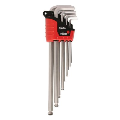 WIH66990 image(0) - Wiha Tools 9 Pc MagicRing Screw Holding Ball End Hex L-Key Set &hyphen; Metric