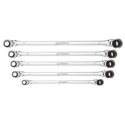 KTIXDDBM10 image(0) - K Tool International Wrench Set 5 Piece Metric Ratcheting Reversible Double Box Flexible Extra Long Universal Spline 90 Tooth