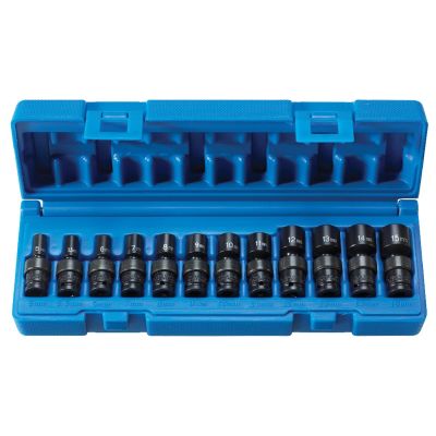 GRE9712UM image(0) - Grey Pneumatic 1/4" Drive Standard Length Surface Drive 12 Piece Universal Socket Set