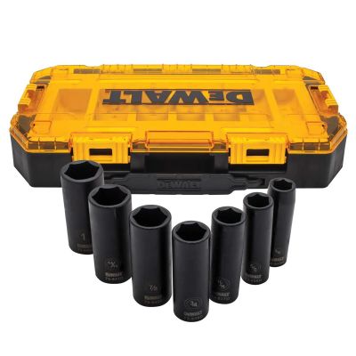 DWTDWMT74736 image(0) - DEWALT Deep Impact Socket Set, 7-Piece, 1/2" Drive SAE