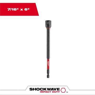 MLW49-66-4686 image(0) - Milwaukee Tool SHOCKWAVE Impact Duty 7/16 Inch x 6 Inch Magnetic Nut Driver Bulk 10