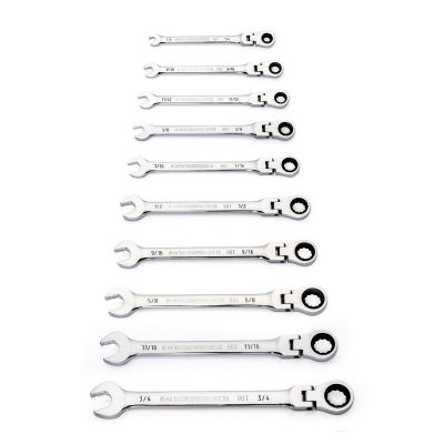 KDT86758 image(0) - GearWrench 10 Piece 90-Tooth 12 Point Flex Head Ratcheting Combination SAE Wrench Set