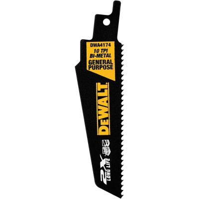 DWTDWA4174 image(0) - DEWALT 6 In High Speed Steel Reciprocating Saw Blade 10 TPI With Taller Strip (5 Pack)