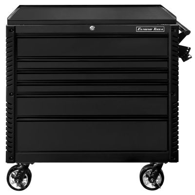EXTEX4106TCMBBK image(0) - Extreme Tools EX Professional Series 41 Inch 6 Drawer Open Top Tool Cart with PVC-coated work surface - Matte Black with Black Drawer Pulls