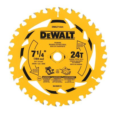 DWTDWA271424B10 image(0) - DEWALT 7-1/4 in. 24T Circular Saw Blade