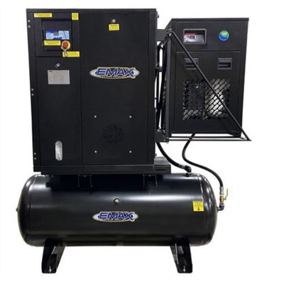 EMXERIK070001 image(0) - Emax Compressor 7.5HP 1PH Industrial Rotary Screw Compressor-80 Gal Tank Mount w/Air Dryer