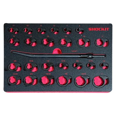 LTILT1935FM image(0) - Milton Industries LTI Tool By MIlton 25-Piece SAE/METRIC Shockit Line Wrench Set - Automotive/Hydraulic Line Fittings In Foam Tray