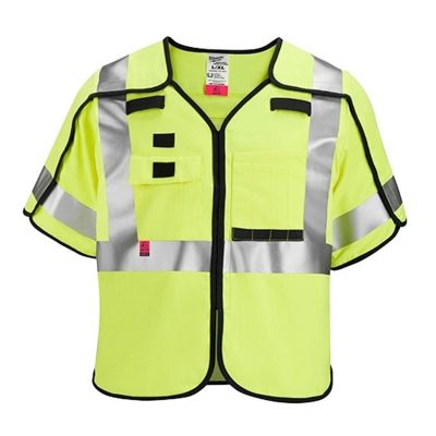 MLW48-73-5332 image(0) - Milwaukee Tool AR/FR Cat. 1 Class 3 Breakaway High Visibility Yellow Safety Vest - L/XL (ANSI/CSA)