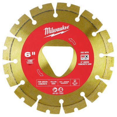 MLW49-93-7265 image(0) - Milwaukee Tool Yellow 6&rdquo; x .100&rdquo; Diamond Blade for Green Concrete