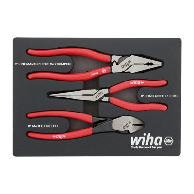 WIH34680 image(0) - WIHA Tools Set Includes - Long Nose 8.0&rdquo; | 200mm | Angled Cutters 8.0&rdquo; | 200mm | Lineman�s Pliers w/Crimpers 9.0&rdquo; | 225mm