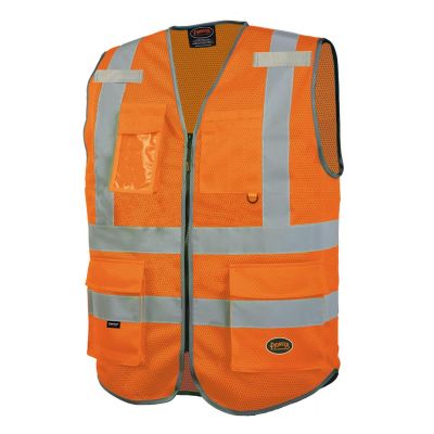 SRWV1024850U-XS image(0) - Pioneer Mesh 9-Pocket Safety Vest  - Color:  Hi-Vis Orange  - Size: XS