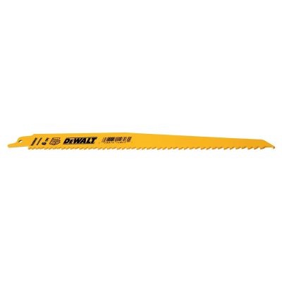 DWTDW4803 image(0) - DEWALT 9" 6 TPI Taper Back Bi-Metal Reciprocating Blade for General Purpose Wood Cutting (5 pack)