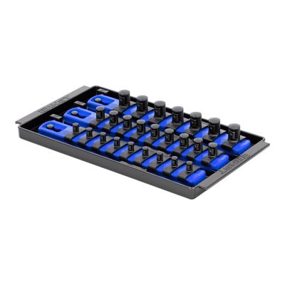 ERN8551 image(0) - Ernst Mfg. 3 Rail Universal Twist Lock Socket Tray 8" Blue, 25 Socket Clips - 9) 1/4", 9) 3/8" and 7) 1/2"