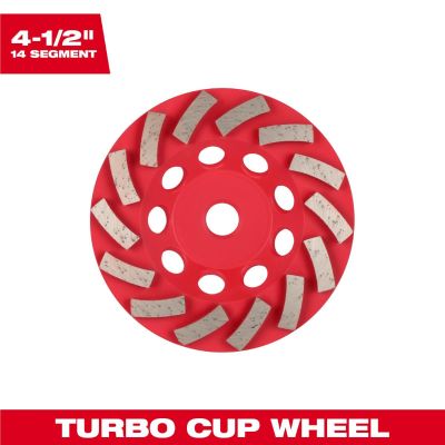 MLW49-93-7784 image(0) - Milwaukee Tool 4-1/2 inch DIAMOND MAX Turbo Diamond Cup Wheel - 14 Segment