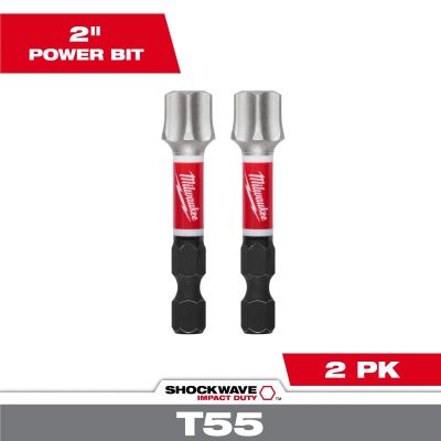 MLW48-32-6004 image(0) - Milwaukee Tool SHOCKWAVE Impact Duty 2 Inch T55 Impact Bits 2PK