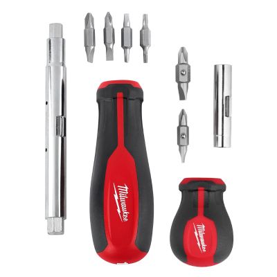 MLW48-22-2763 image(0) - Milwaukee Tool 2pc 11-in-1 Multi-Bit Screwdriver and 6-IN-1 Stubby Multi-Bit Screwdriver Set