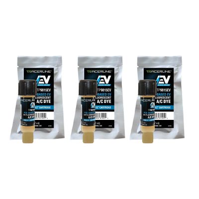 TRATP9815EV-P3 image(0) - Tracer Products (3) 0.25 oz (7 ml) Mini-EZ&trade; single-dose POE-Based EV A/C dye cartridges (compatible with R-134a and R-1234yf systems)Three 0.25 oz  Mini-EZ&trade; single-dose POE-Based EV A/C dye cartridges (for R-134a and 