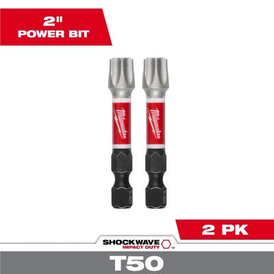 MLW48-32-6002 image(0) - Milwaukee Tool SHOCKWAVE Impact Duty 2 Inch T50 Impact Bits 2Pk