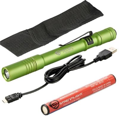 STL66144 image(0) - Streamlight Stylus Pro USB with USB Cord, Nylon Holster - Lime Green with White LED