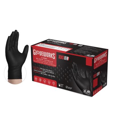 AMXGWBN46100 image(0) - Gloveworks Heavy Duty Black Nitrile Gloves Large