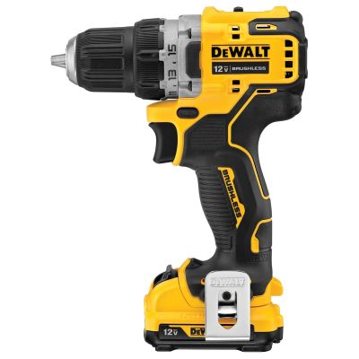 DWTDCD701F2 image(0) - DeWalt 12V MAX* XTREME Cordless Brushless 3/8 in Drill Driver Kit (2) Lithium Ion Batteries with Charger