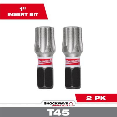 MLW48-32-4991 image(0) - Milwaukee Tool SHOCKWAVE Impact Duty 1 Inch T45 Insert Bits 2Pk