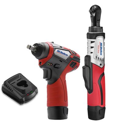 ACDARW12102-K3 image(0) - ACDelco ACDelco ARW12102-K3 G12 Series 12V Cordless Li-ion 1/4" Brushless Rachet Wrench & 3/8" Impact Wrench Combo Tool Kit with 2 Batteries
