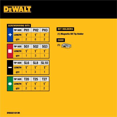 DWTDWAX101IR image(0) - DEWALT 31 PC Extra Small Tough Case IMPACT READY Screwdriving Set