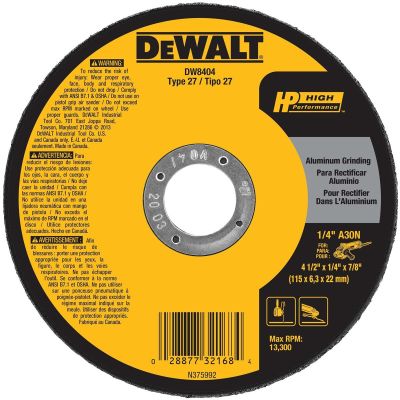 DWTDW8404 image(0) - DEWALT 4-1/2-Inch By 1/4-Inch By 7/8-Inch Aluminum Grinding Wheel (25-Pack)