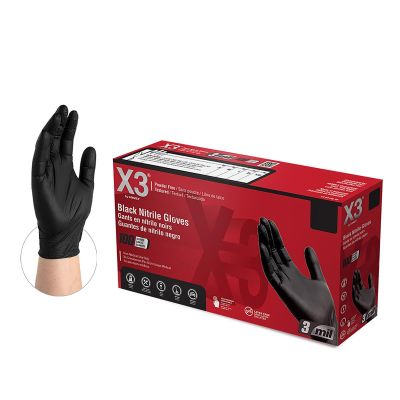 AMXBX342100 image(0) - Ammex S X3 Powder Free, Textured, Black Nitrile