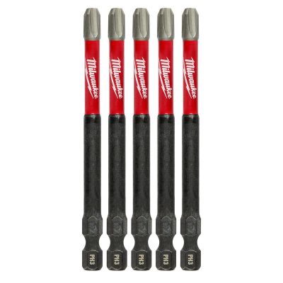 MLW48-32-4566 image(0) - Milwaukee Tool #3 Phillips SHOCKWAVE Impact 3-1/2" Power Bits (5 pk)