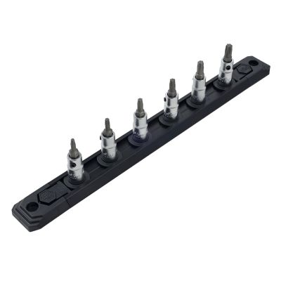 WIH76194 image(0) - Wiha Tools Torx&reg; Bit Socket 1/4" Square Drive w/ 1/4" Replaceable Hex Bit T10 - T30 on Rail 6 Pc