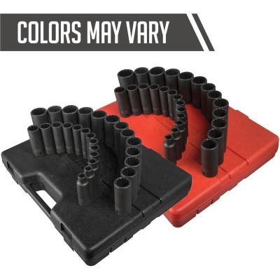 SUN2827 image(0) - SUNEX 1/2 Inch Drive Metric 12 Point Deep 26 Piece Impact Socket Set