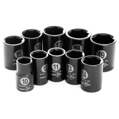 WLMW38201 image(0) - Wilmar Corp. / Performance Tool 10 Piece 3/8" Drive Metric Black Socket Set