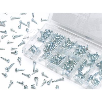 WLMW5220 image(0) - Wilmar Corp. / Performance Tool 200 PC SELF DRILLING HEX HEADS BOLTS HARDWARE KIT