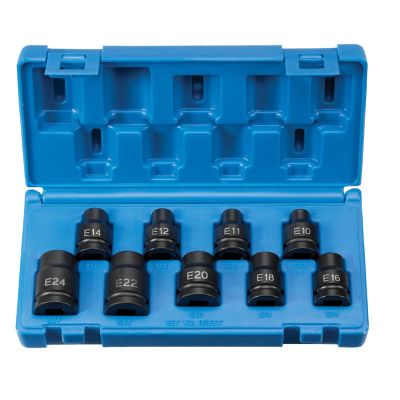 GRE1319ET image(0) - Grey Pneumatic 1/2" Drive 9 Piece External Star Impact Socket Set