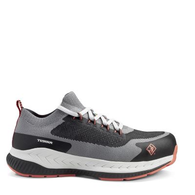 VFI4T8MBR-11.5 image(0) - Workwear Outfitters Terra Eclipse Athletic Work Shoe Grey/Red ESD Composite Toe Size 11.5