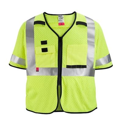 MLW48-73-5224 image(0) - Milwaukee Tool AR/FR Cat. 1 Class 3 High Visibility Yellow Mesh Safety Vest - 4XL/5XL