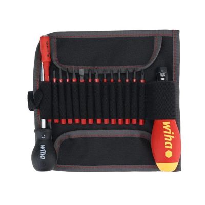 WIH28792 image(0) - Wiha Tools Insul. Slotted, Phillips, Xeno, Torx and Square Torque Control 16 Piece Set w/ Insul. Handle 18-62 In/Lbs, Adjustment Tool, Blade Holder and 13 Blades In Pouch