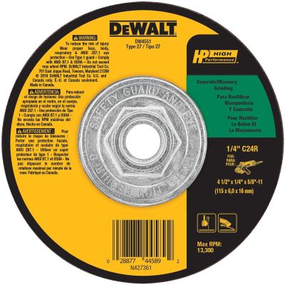 DWTDW4551 image(0) - DEWALT Masonry Grinding Wheel, 5/8-11-Inch Arbor, 4-1/2-Inch By 1/4-Inch