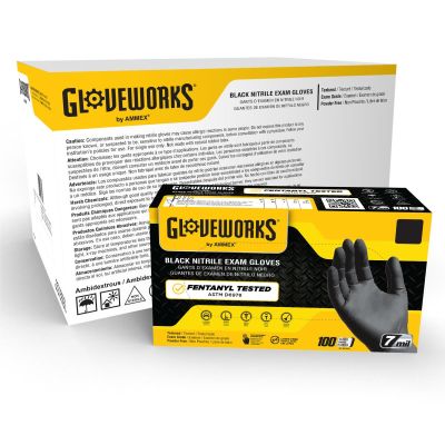 AMXGWBEN42100 image(0) - Gloveworks Black Nitrile PF Exam SM Gloves