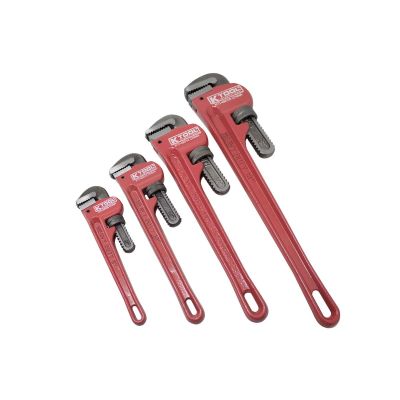 KTI49000 image(0) - K Tool International Pipe Wrench Set 4 Piece: 8 Inch, 10 Inch, 14 Inch, 18 Inch