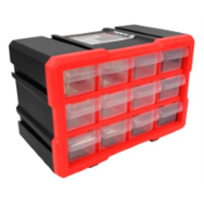 WLMW5912 image(0) - Wilmar Corp. / Performance Tool 12-Drawer Interlocking Storage Bin
