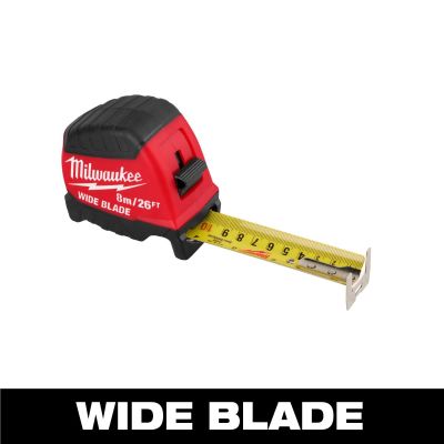 MLW48-22-1226 image(0) - Milwaukee Tool 8m/26ft Wide Blade Tape Measure