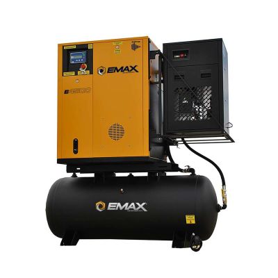 EMXERVK070003 image(0) - Emax Compressor Complete Rotary VFD Package 7.5hp 3PH 120 Gal Tank w/30CFM Air Dryer
