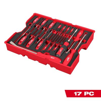 MLW48-22-0158 image(0) - Milwaukee Tool 17 Piece Screwdriver and Pry Bar Set with Tray for PACKOUT Drawers