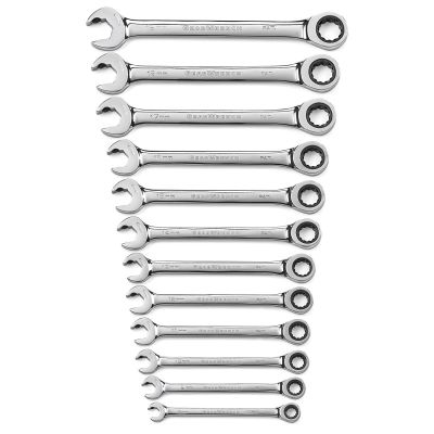 KDT85597 image(0) - GearWrench 12 Piece 72-Tooth 12 Point Open End Ratcheting Metric Wrench Set