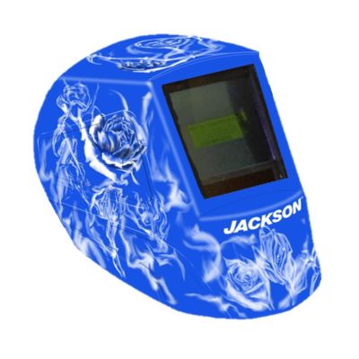 JCK47104 image(0) - Jackson Safety Welding Helmet - Auto Darkening - Nylon - 3.94" x 2.64" Viewing Area - Shade 10 Fixed ADF 1/1/1/1 - 370 Speed Dial Headgear - Reapers n' Roses Graphics