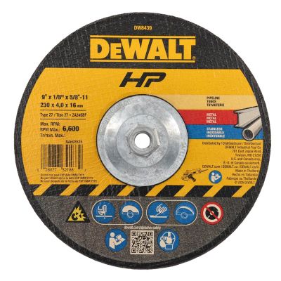DWTDW8439 image(0) - DEWALT 11 Pipeliner Cut/Grind Wheel, 9-Inch X 1/8-Inch X 5/8-Inch